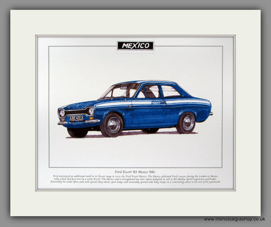 Ford Escort Mk I RS Mexico. Mounted Print.