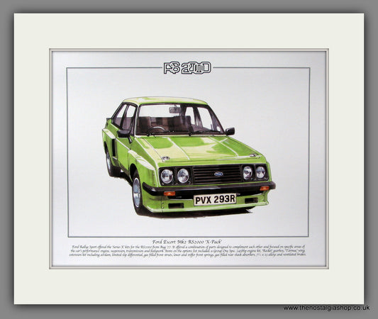 Ford Escort Mk II RS2000 'X-Pack'. Mounted Print.