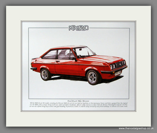 Ford Escort Mk II RS2000. Mounted Print.