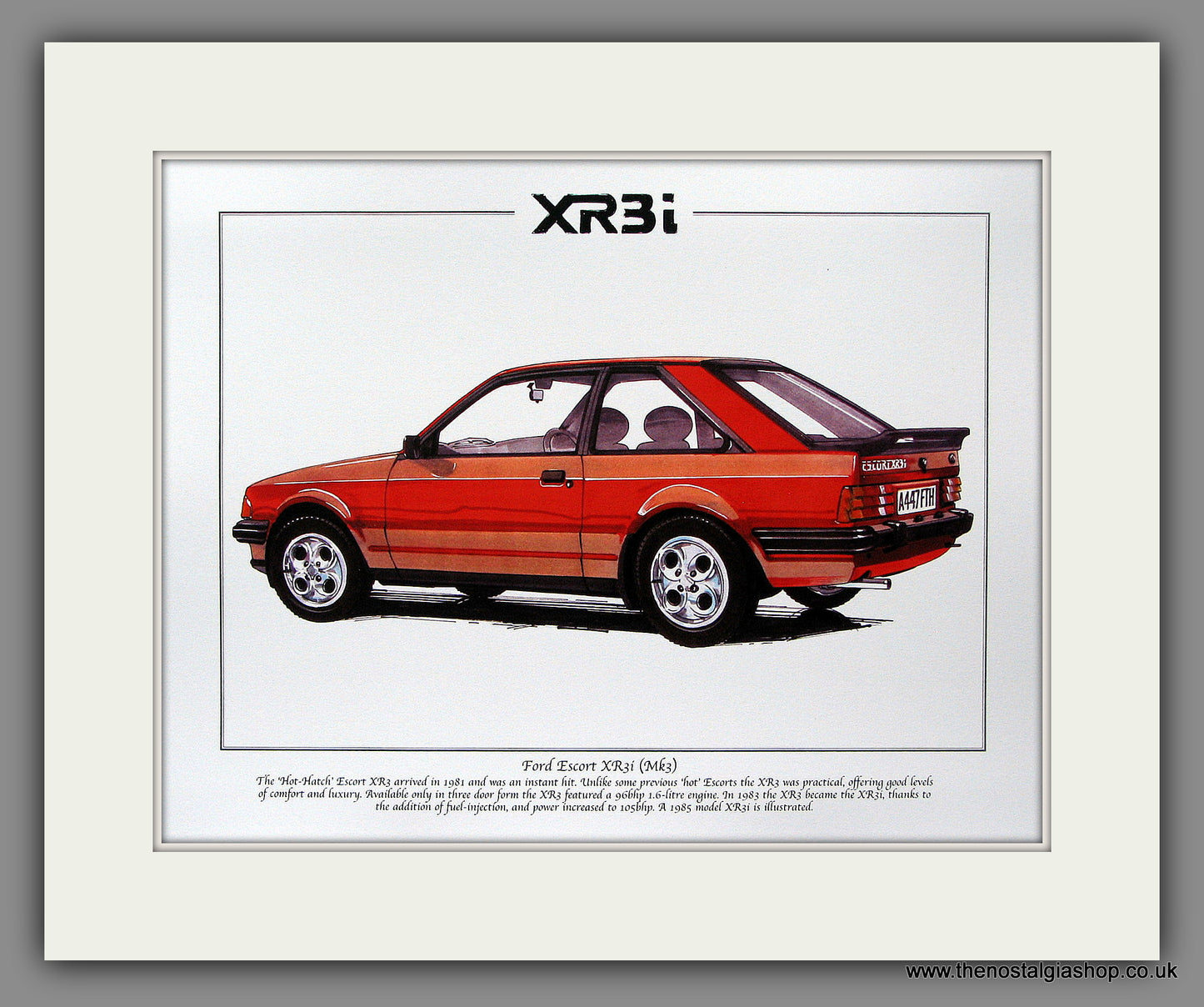 Ford Escort XR3i Mk III. Mounted Print.