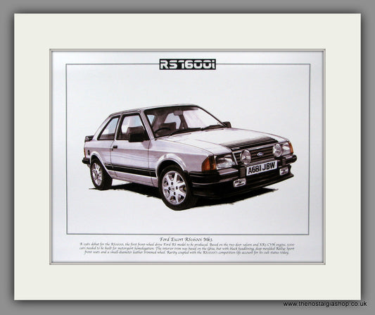 Ford Escort RS1600i Mk III. Mounted Print.