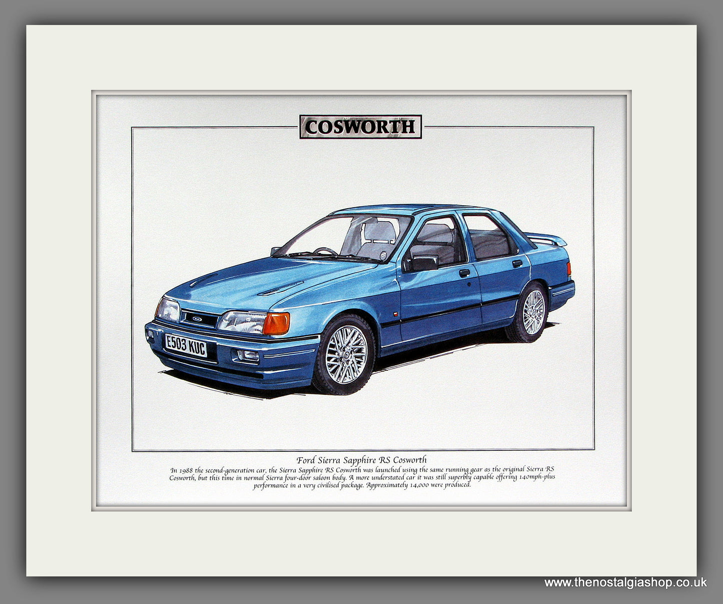 Ford Sierra Sapphire RS Cosworth. Mounted Print.