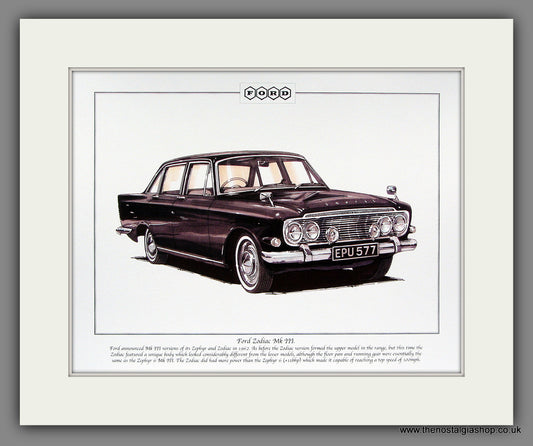 Ford Zodiac MkIII. Mounted Print.