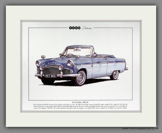 Ford Zodiac MkII. Mounted Print.