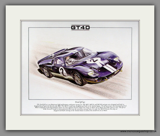 Ford GT40. Mounted Print.