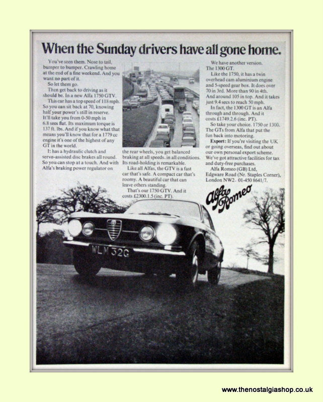 Alfa Romeo 1750 GTV. Set of 3 Original Adverts 1968/69 (ref AD50104)