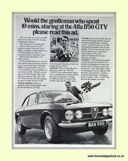 Alfa Romeo 1750 GTV. Set of 3 Original Adverts 1968/69 (ref AD50104)