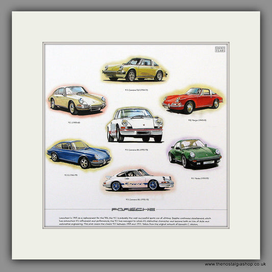 Porsche 911 Classics. Mounted print