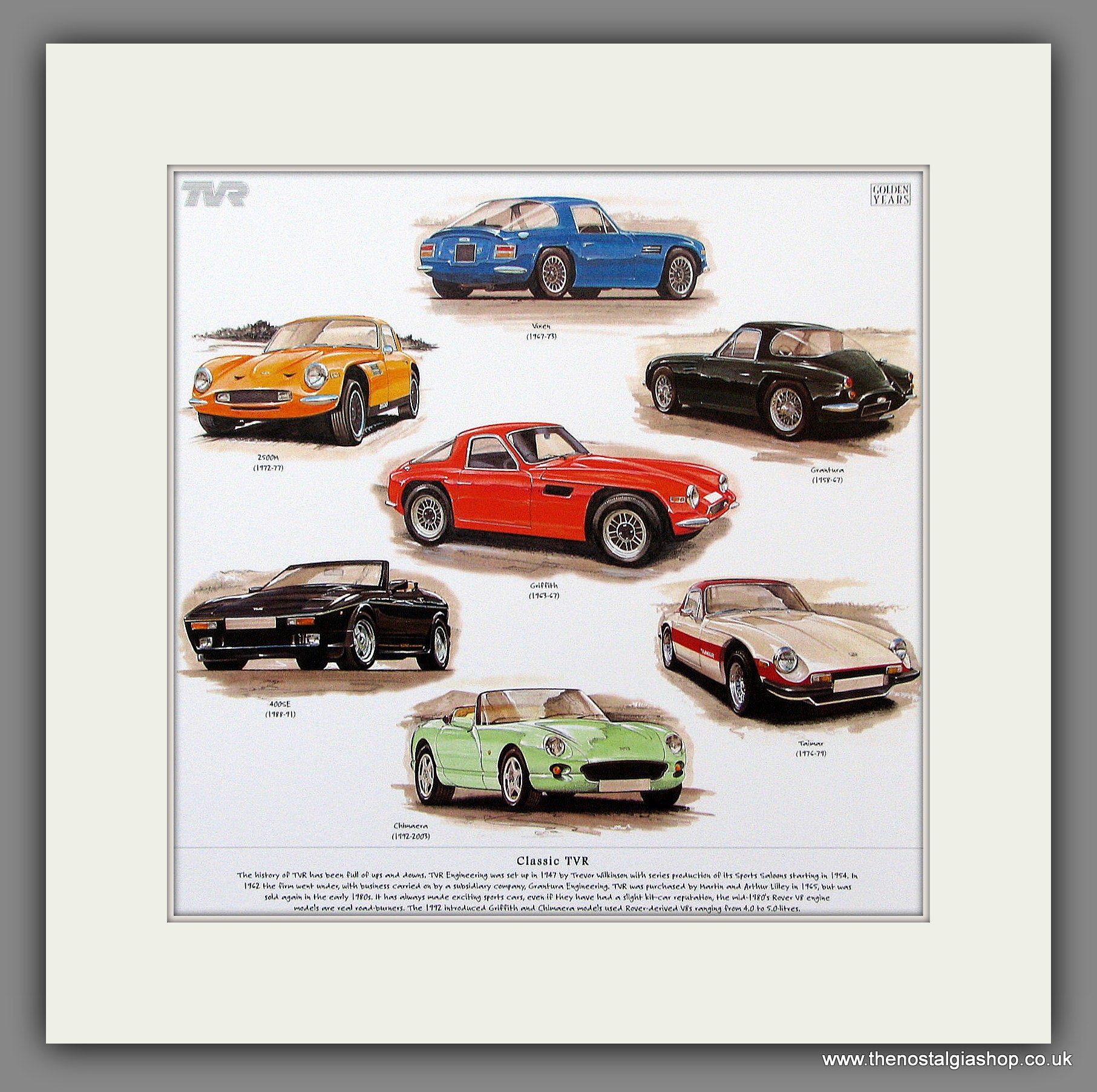 TVR Cars Mounted Print. – The Nostalgia Shop