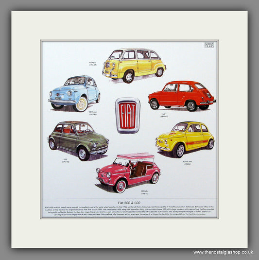 Fiat 500 & 600. Mounted Print.