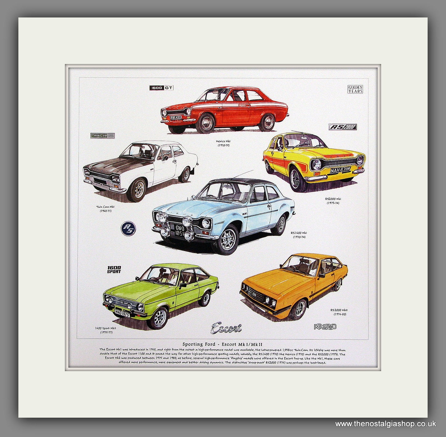 Ford Escort Sporting Ford - Escort MkI & Mk II Mounted Car Print