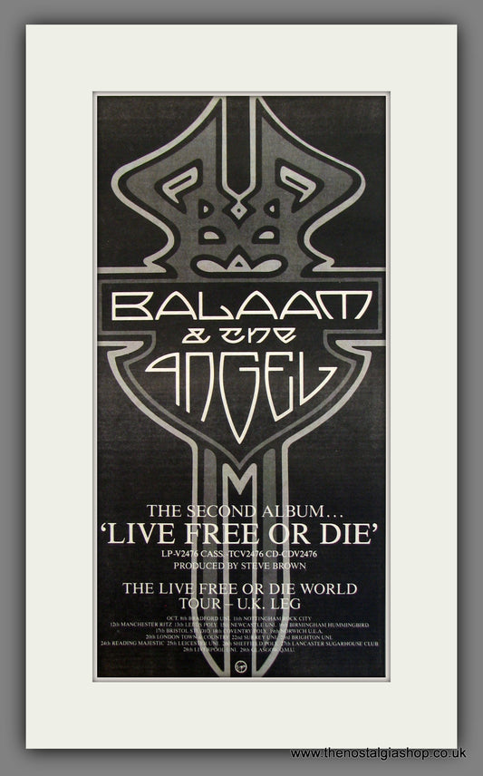 Balaam & The Angel. Live Free or Die. Original Advert 1988 (ref AD11685)