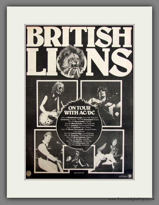 British Lions. UK Tour with AC/DC. Original Advert 1978 (ref AD11690)