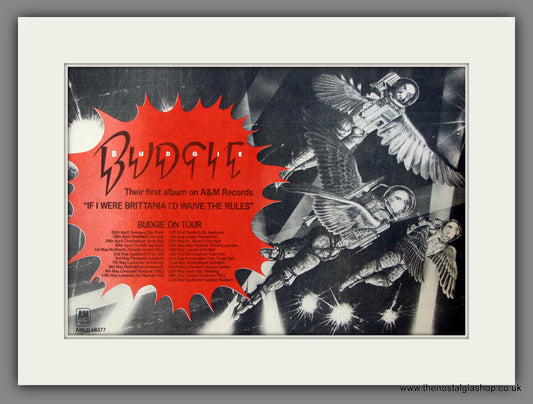 Budgie, If I Were Brittania I'd Waive The Rules, On Tour. Original Advert 1976 (ref AD11712)