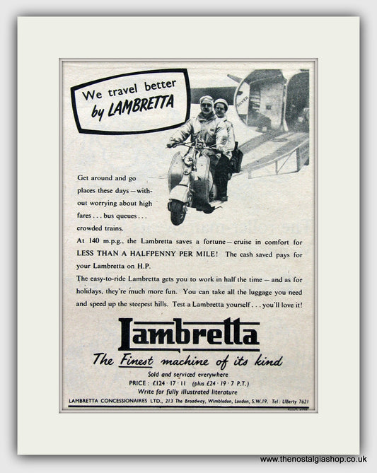 Lambretta Scooters Set of 3 Vintage Adverts 1954,55,56 (ref AD6846)