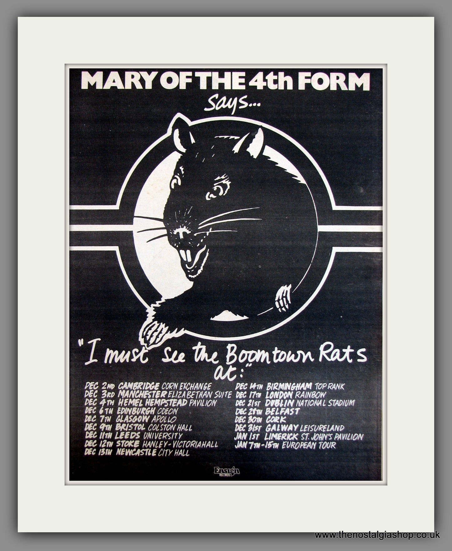 Boomtown Rats Tour Dates. Original Advert 1977 (ref AD11725)