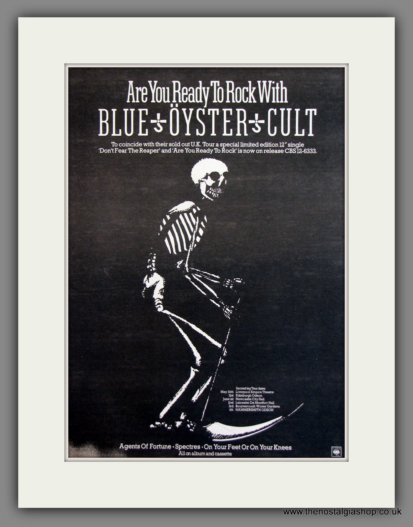 Blue Oyster Cult, Are You Ready To Rock. Original Advert 1978 (ref AD11732)