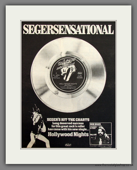 Bob Seger The Silver Bullet Band, Hollywood Nights. Original Advert 1978 (ref AD11744)