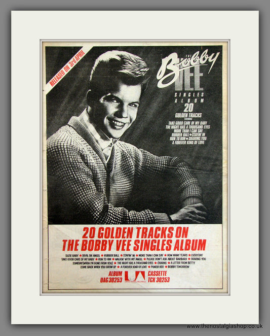 Bobby Vee Singles Album. Original Advert 1980 (ref AD11752)