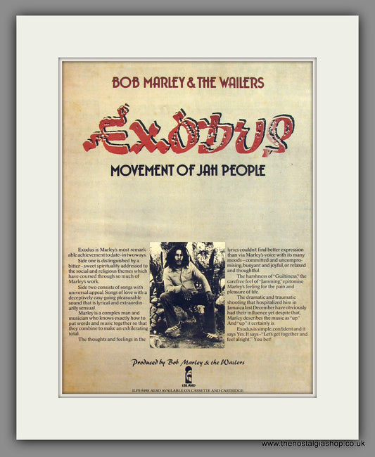 Bob Marley And The Wailers. Exodus. Original Advert 1977 (ref AD11760)