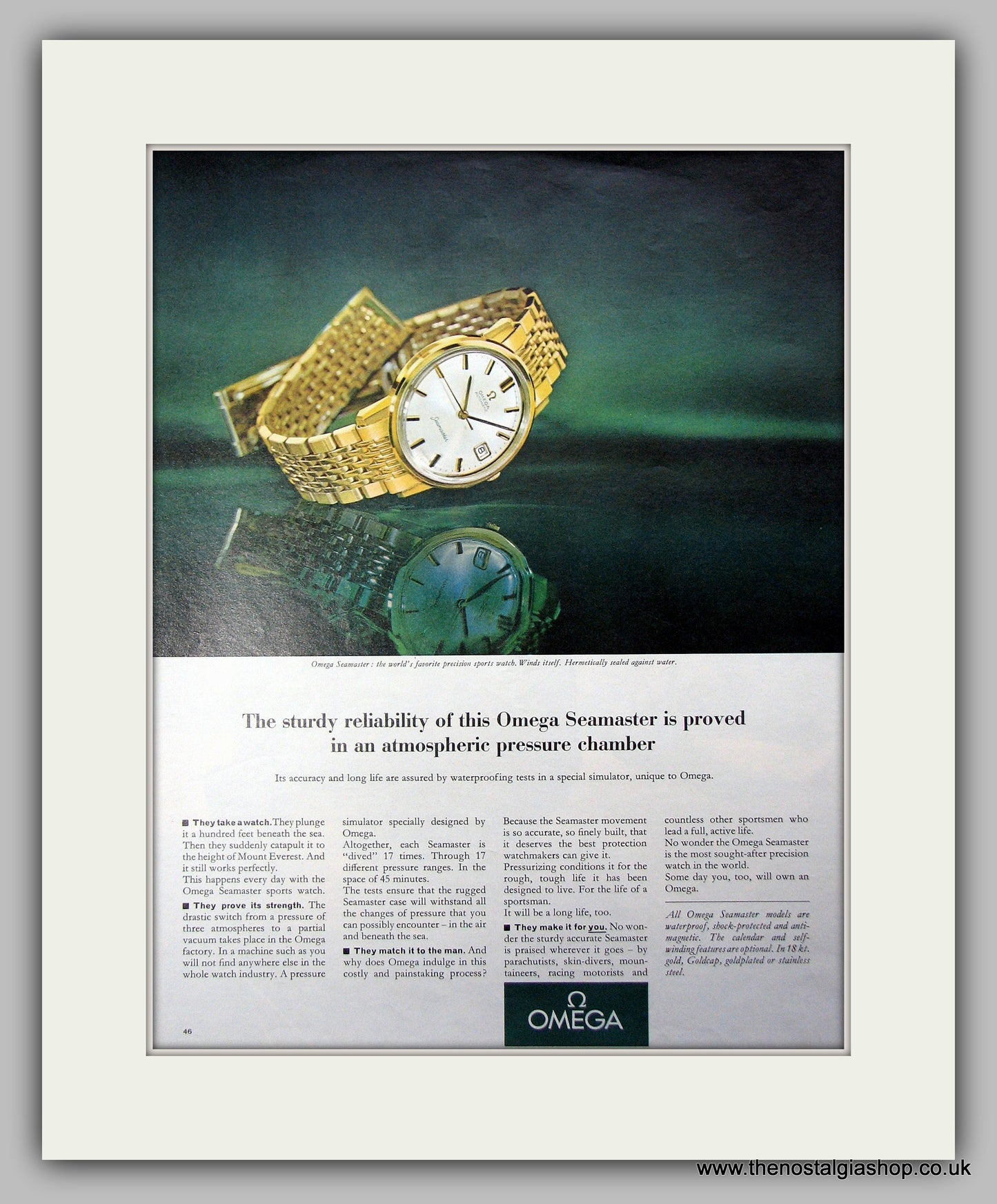 Omega Seamaster Watch. Original Advert 1965 (ref AD9466)