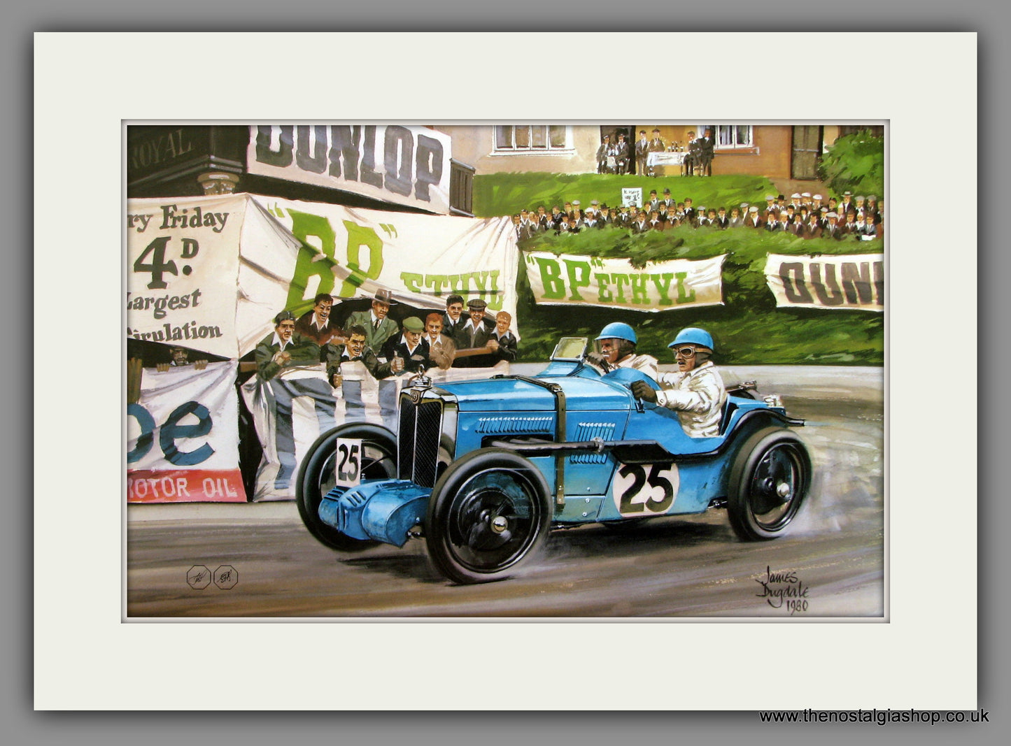 MG J4 Midget. Classic Large Car Print. Mounted.