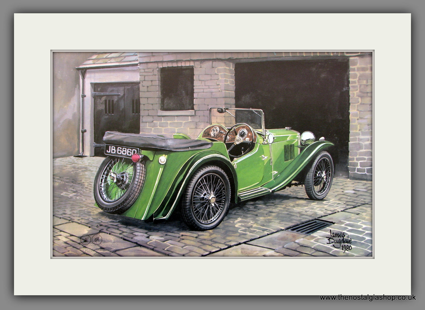 MG PB 4-Seater. Classic Large Car Print. Mounted.