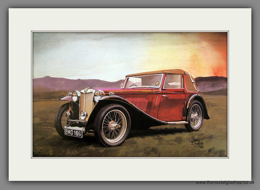 MG TB, Tickford. Classic Large Car Print. Mounted.