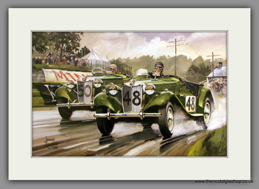 MG TD Midget 2-Seater. Classic Large Car Print. Mounted.