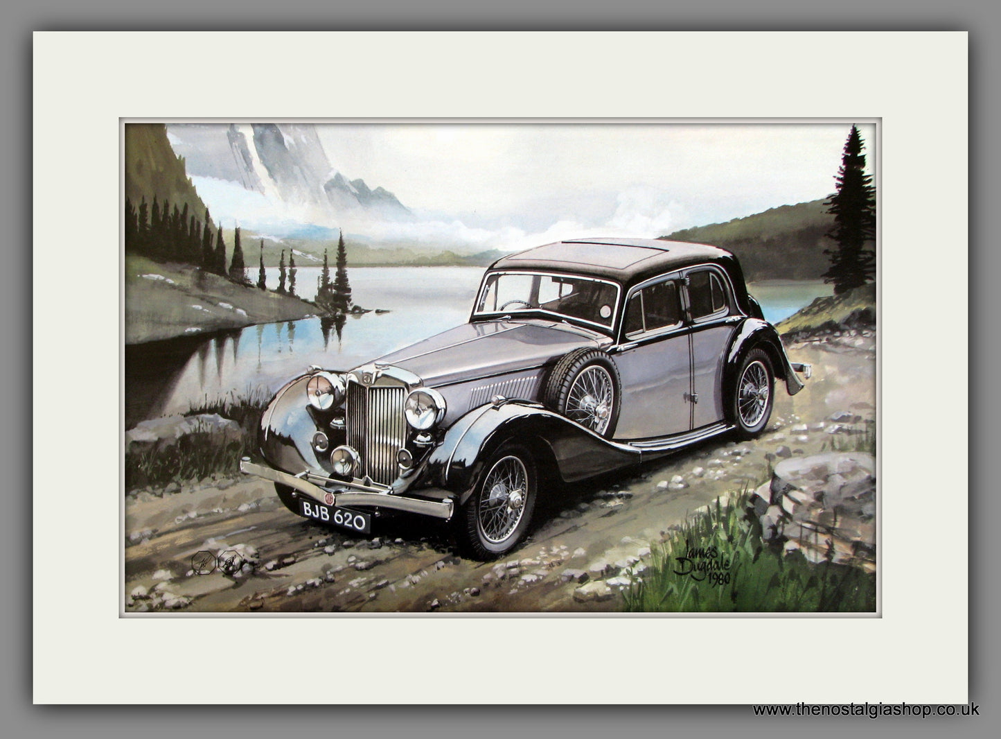 MG WA, Saloon. Classic Large Car Print. Mounted.