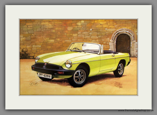 MGB Roadster. Classic Large Car Print. Mounted.