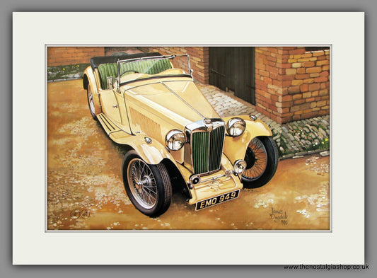 MG TC, 2-Seater. Classic Large Car Print. Mounted.