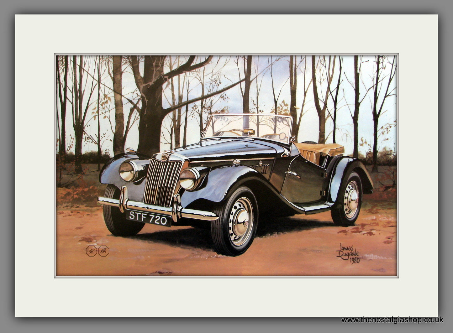 MG TF Midget 2-Seater. Classic Large Car Print. Mounted.