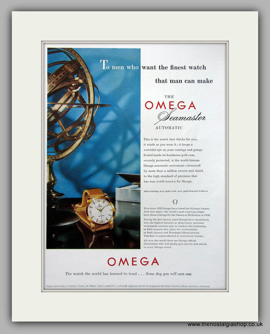 Omega Seamaster Automatic Watch Original Advert 1956 (ref AD6880)