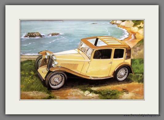 MG KN, Pillarless Saloon. Classic Large Car Print. Mounted.