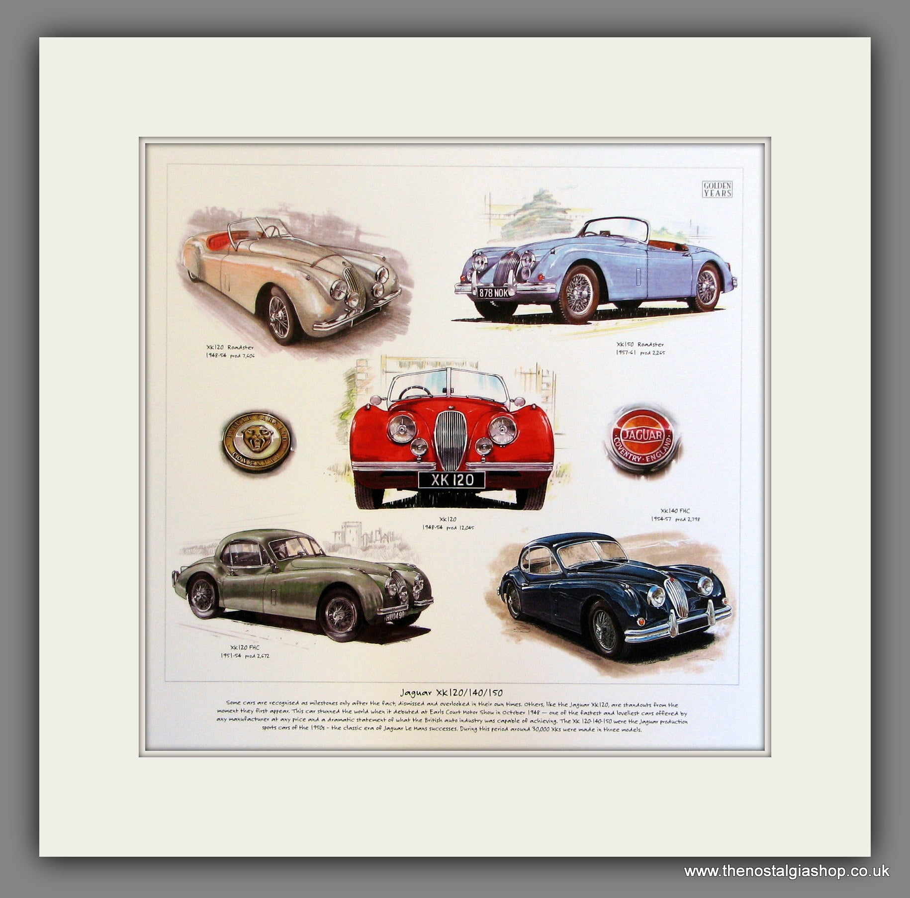 Jaguar XK120/140/150. Mounted Print. – The Nostalgia Shop