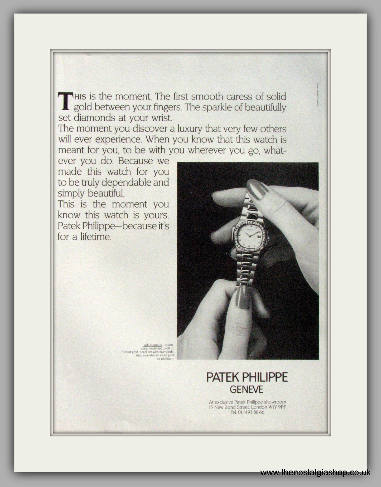 Patek Philippe Geneve Watches. Original Advert 1986 (ref AD7996)