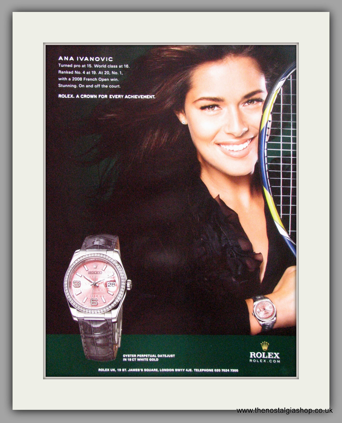 Rolex Oyster Perpetual Ana Ivanovic. Original Advert 2009 (ref AD50149)