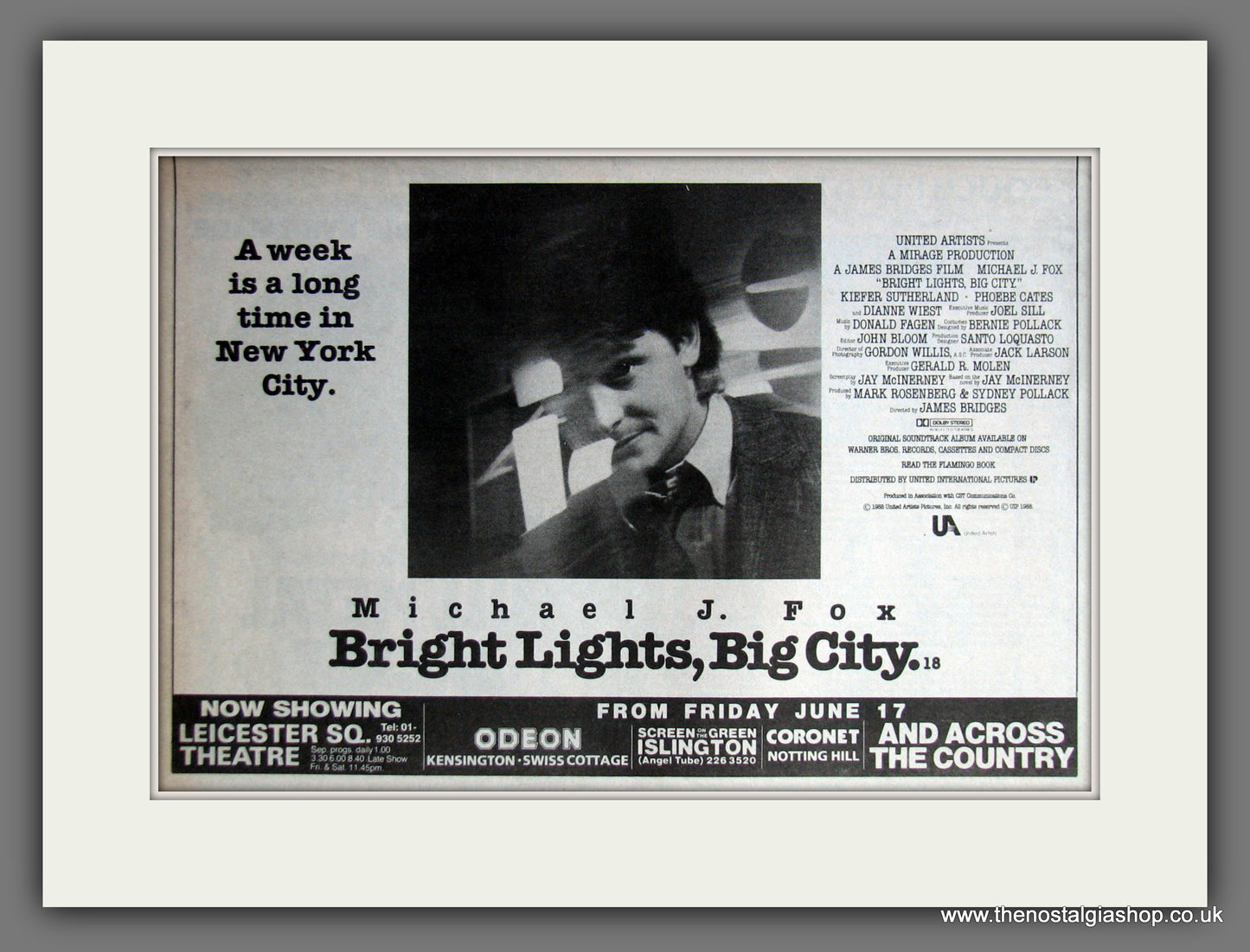 Bright Lights, Big City. 1988 Original Advert (ref AD54642)