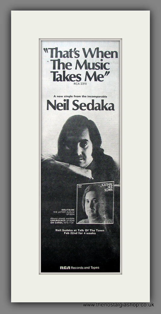 Neil Sedaka. That's When The Music Takes Me. Original Advert 1973 (ref AD200002)