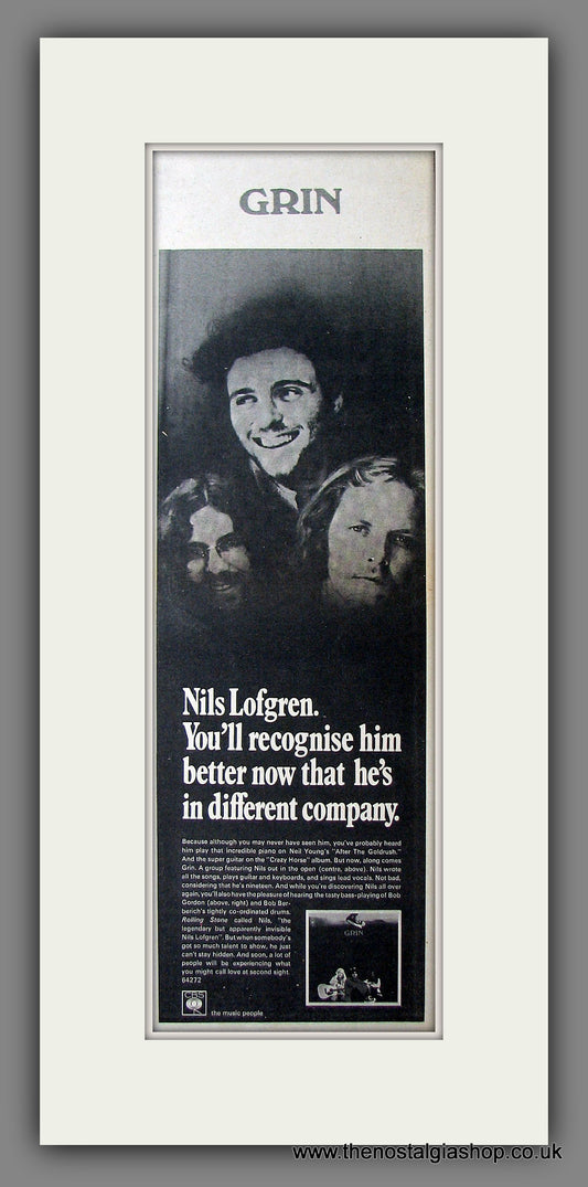 Nils Lofgren. Grin. Original Advert 1971 (ref AD200027)