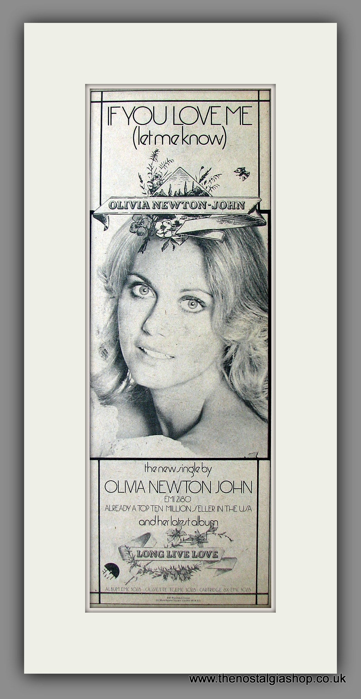 Olivia Newton-John. If You Love Me. Original Advert 1974 (ref AD200044)