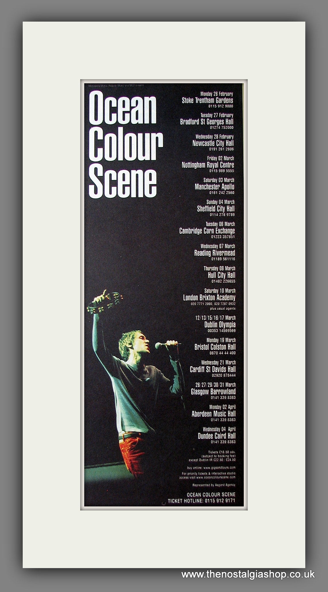 Ocean Colour Scene. UK Tour. Original Advert 2001 (ref AD200048)