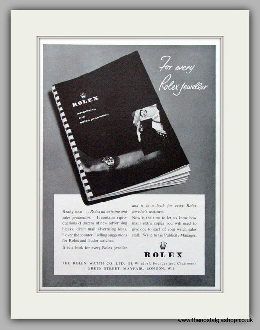 Rolex Watches Advertising And Sales Promotion Original Advert 1958 (ref AD7006)