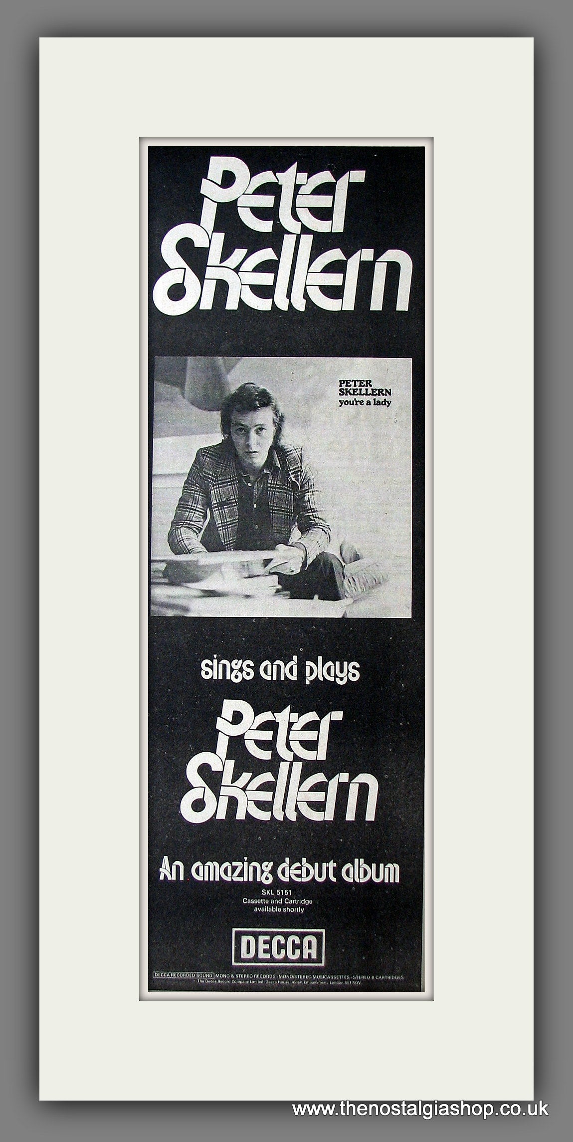 Peter Skellern. You're a Lady. Original Advert 1972 (ref AD200064)