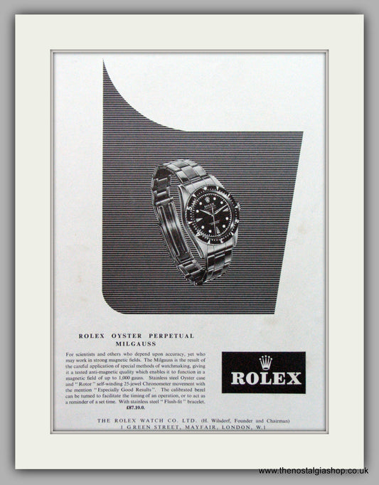 Rolex Oyster Perpetual Milgauss Original Advert 1959 (ref AD7014)