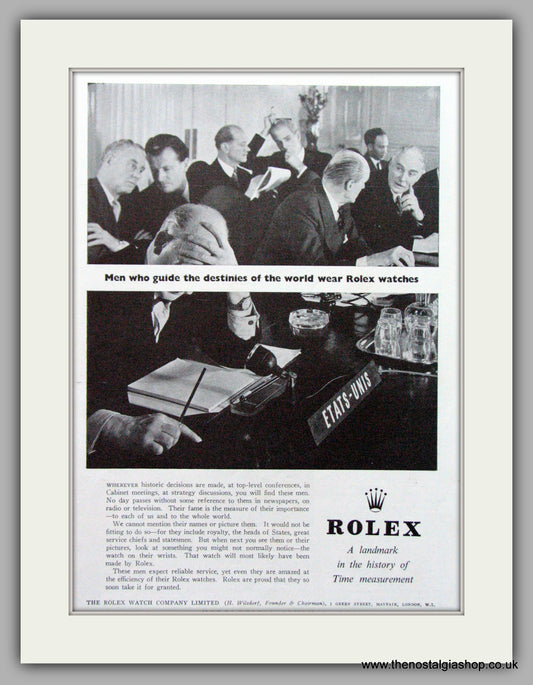 Rolex Watch Original Advert 1957 (ref AD7022)