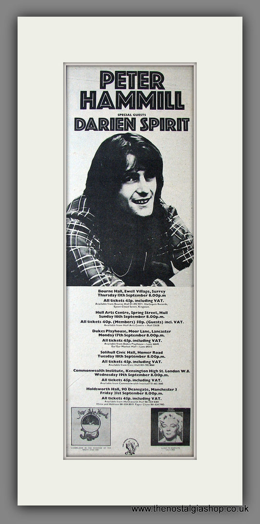 Peter Hammill. UK Tour Dates. Original Advert 1973 (ref AD200086)