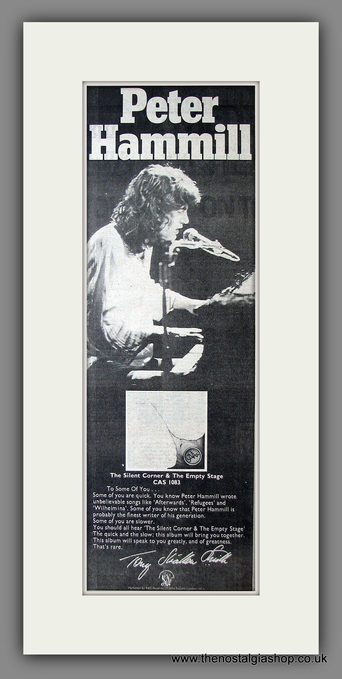 Peter Hammill. The Silent Corner.... Original Advert 1974 (ref AD200087)