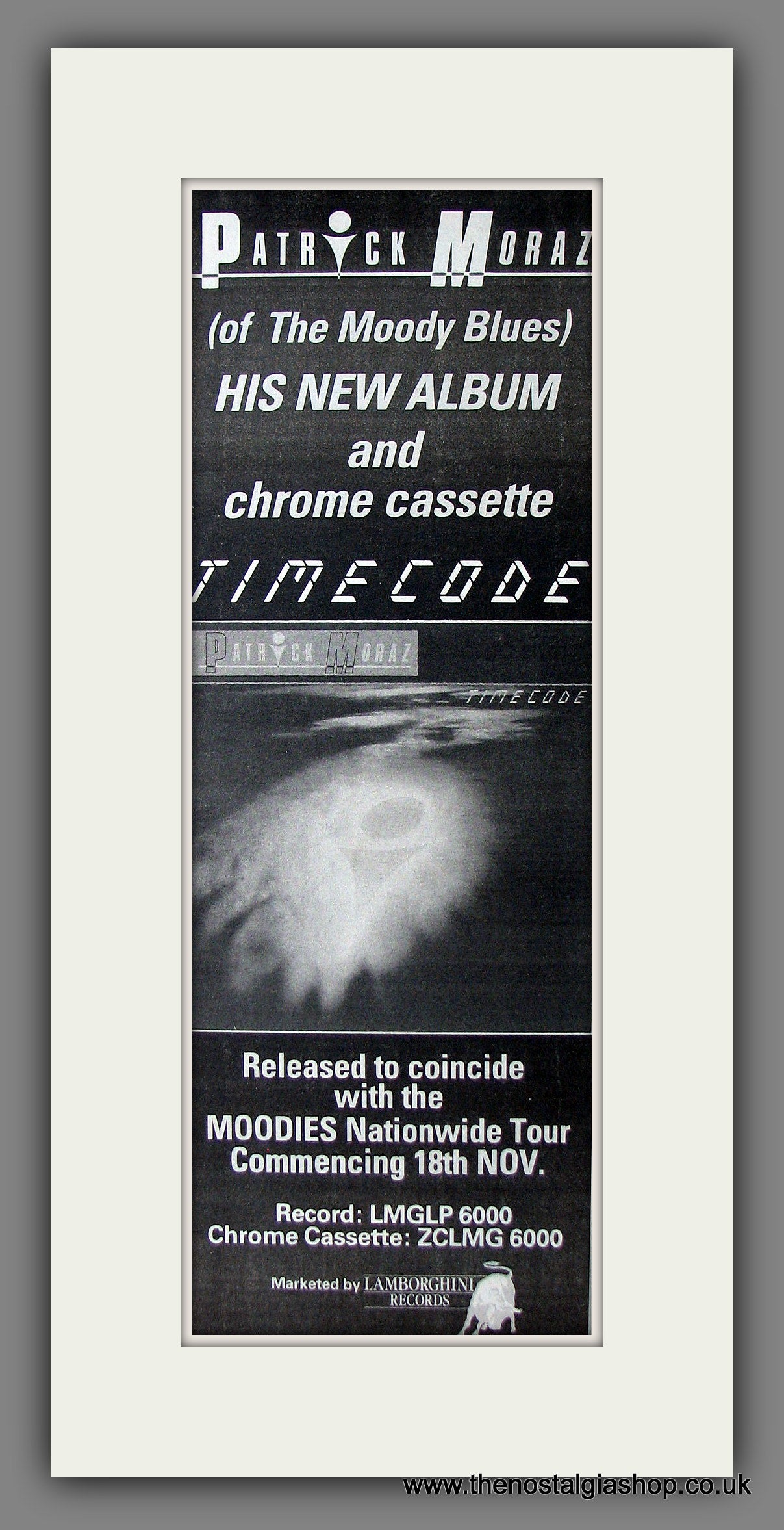 Patrick Moraz. Time Code. Original Advert 1984 (ref AD200093)